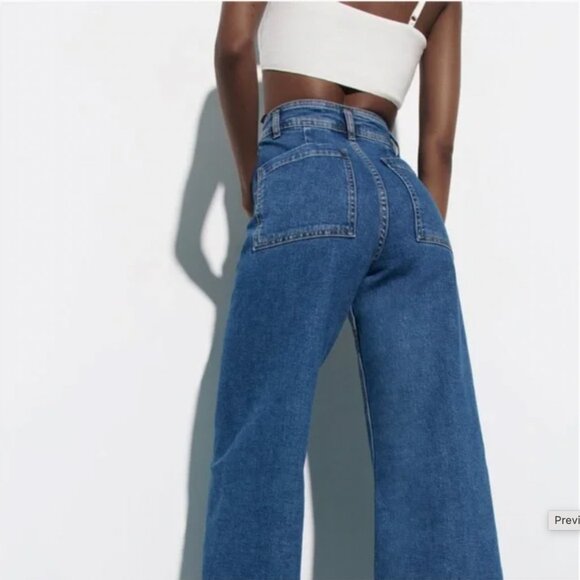 Zara Marine Straight Raw Hem in Medium Blue - Picture 2 of 7